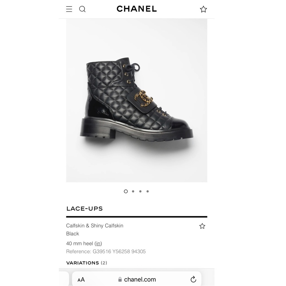 Chanel Lace Up Calfskin & Shiny Calfskin Leather Boots - Picture 16 of 16